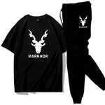 Men Black Markhor Printed Track Suit 2Pcs Cotton Jersey
