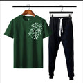 Men Cotton Printed Track Suit Green Black Medium to XL
