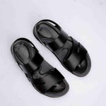 Men's Black Synthetic Leather Sandals Size 6-11