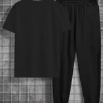 Men Unisex Printed Polyester Track Suit Black Slim Fit