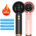 Portable Handheld Turbo Fan Air Cooler LED Display USB Rechargeable High-Speed Mini Electric Fan Quiet Cooling for Outdoor